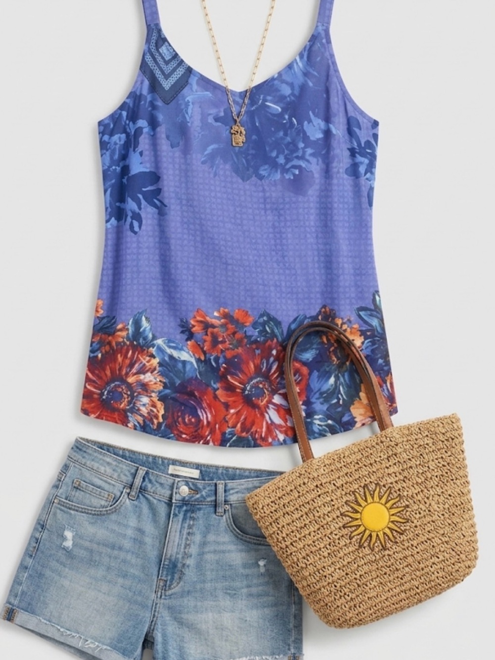 CAbi Blue and Red Sleeveless Camisole